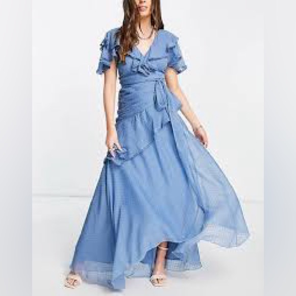 ASOS Curve Chiffon Maxi Bridesmaid Dress - Picture 7 of 9